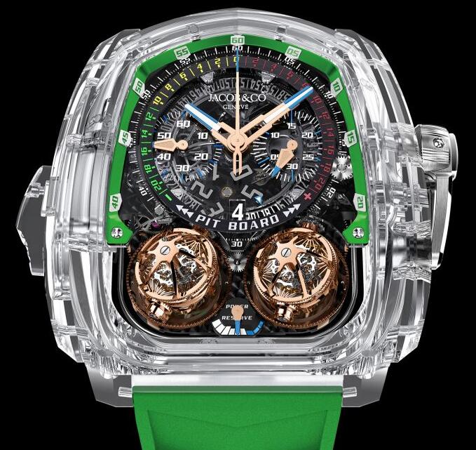Jacob & Co. TWIN TURBO FURIOUS SAPPHIRE CRYSTAL GREEN INNER RING Watch Replica TT220.80.AA.AC.A Jacob and Co Watch Price